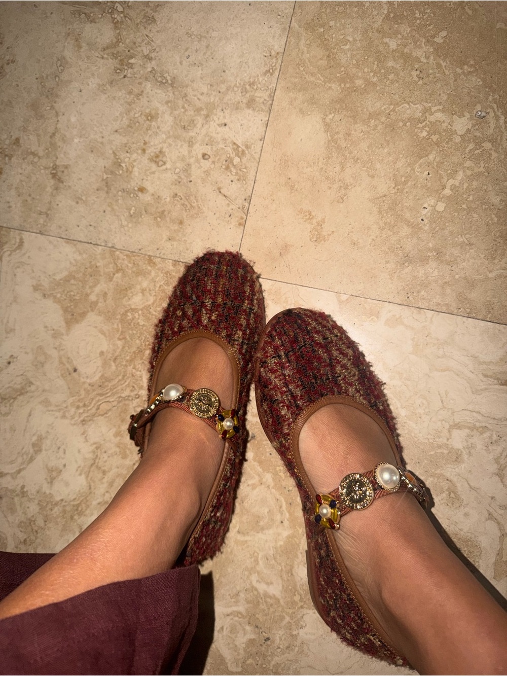 Tweed Ballet Flats with charms
